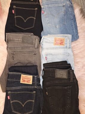 Levi's Jeans Pack Of 6- Light Blue, Gray, Black, Dark Indigo-New No Tags